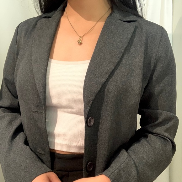 Blazer, Long Thin Grey Blazer - Picture 2 of 6